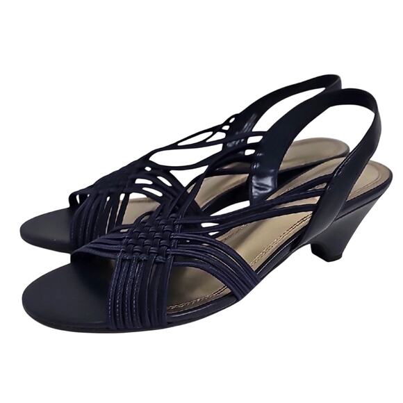 IMPO Elsa Stretch Womens Navy Strappy Kitten Heel Slingback Sandals Size 9.5M - Picture 1 of 8